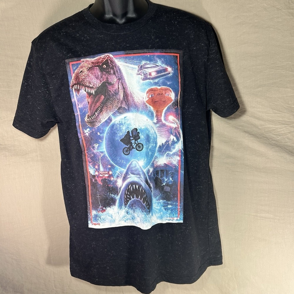 Universal‎ Studios Movie Icons T Shirt Mens M Jaws Jurassic Park ET Black